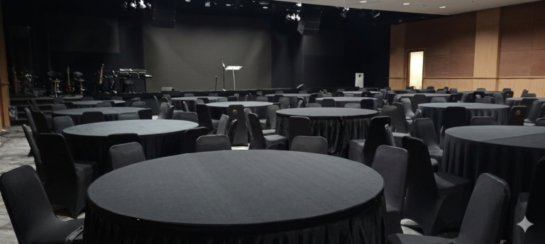 Sewa Meja Bulat D120, D160 & D180 Tanjung Priok Jakarta Utara